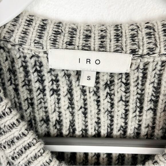 IRO Paris Manouka Women's Gray Sweater Zipper Chunky Knit Ribbed Wool Small - Picture 7 of 9